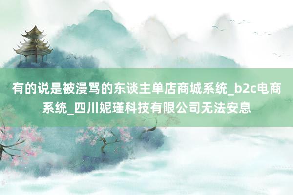 有的说是被漫骂的东谈主单店商城系统_b2c电商系统_四川妮瑾科技有限公司无法安息